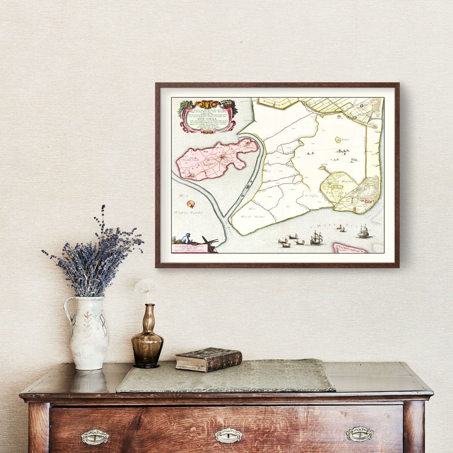 Vintage Map of Koegras, Holland, 1665