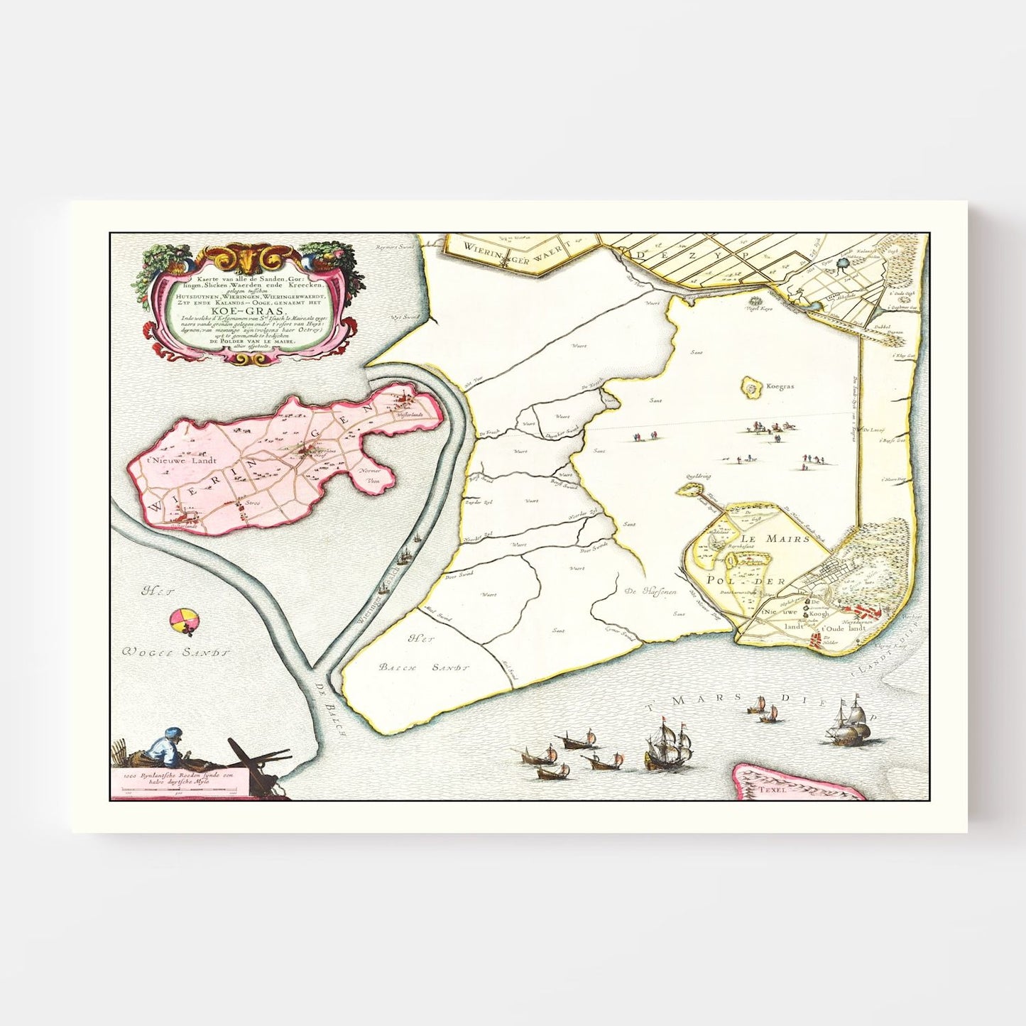 Vintage Map of Koegras, Holland, 1665