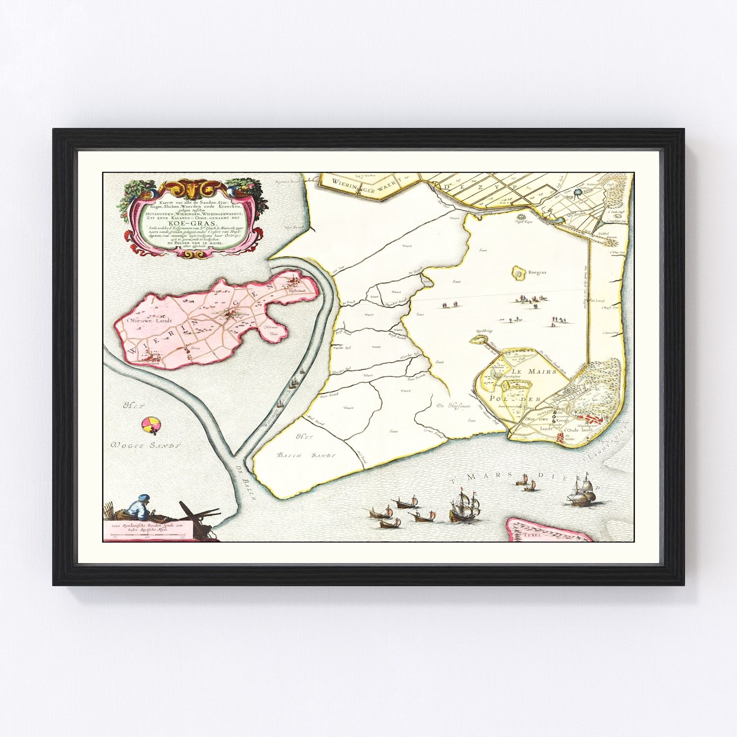 vintage map of Koegras, Holland, 1665