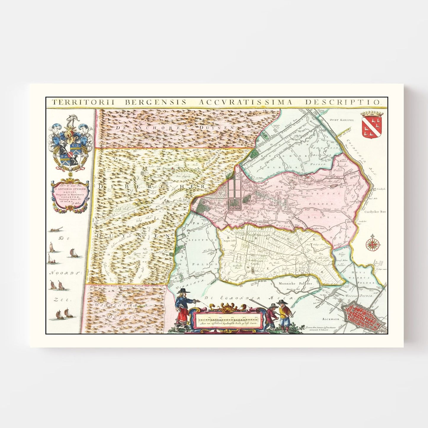 Vintage Map of Bergen, Holland, 1665