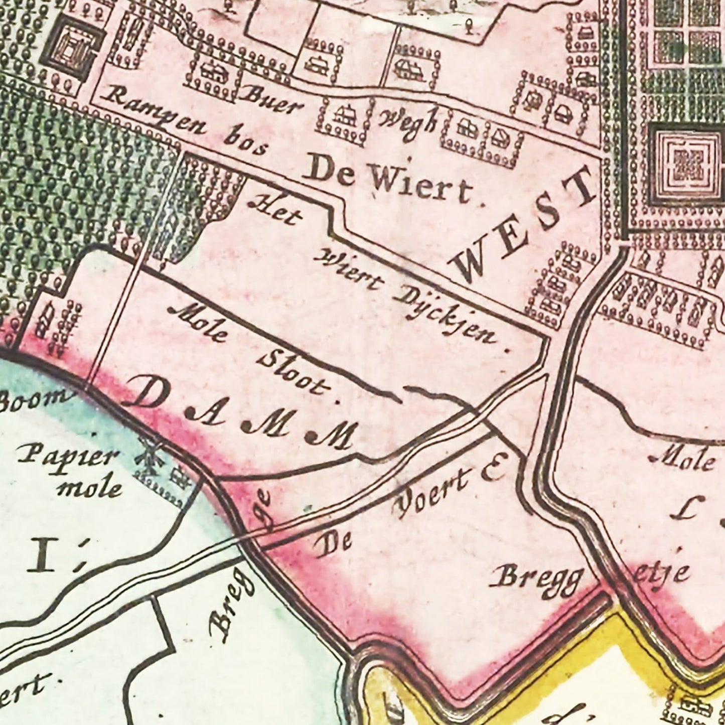Vintage Map of Bergen, Holland, 1665