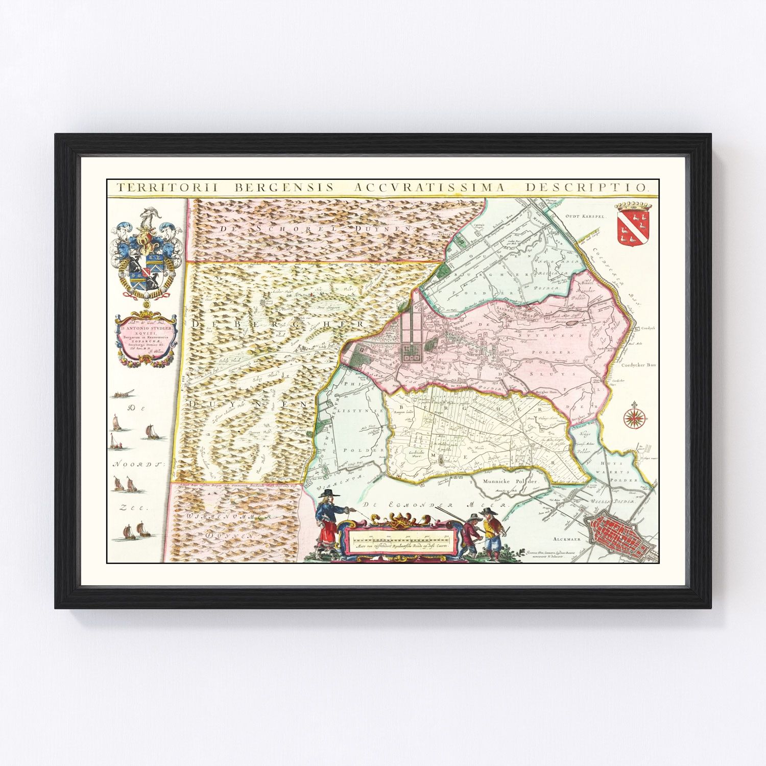 Vintage map of Bergen, Holland, 1665