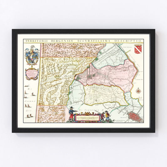 Vintage map of Bergen, Holland, 1665
