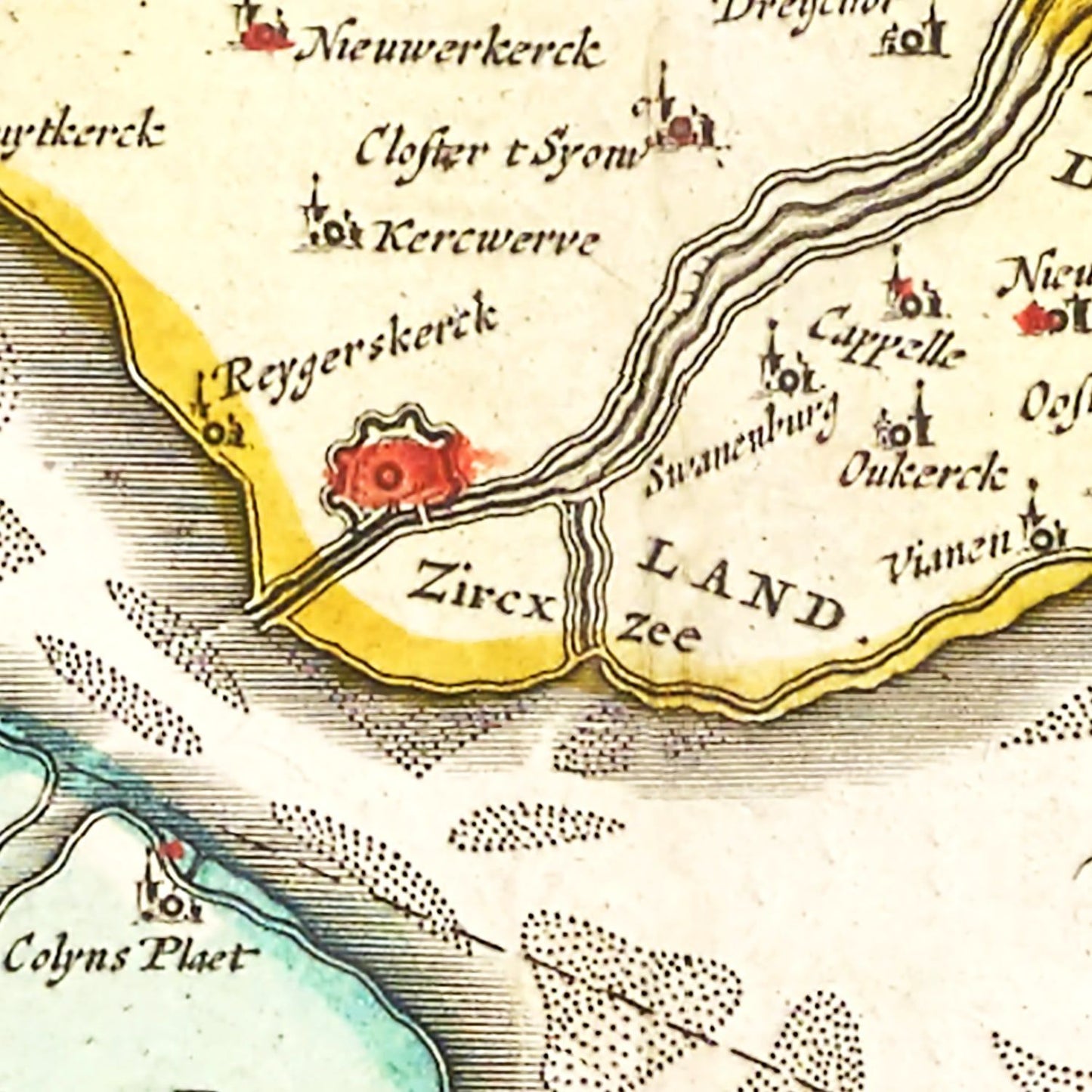 Vintage Map of Zeeland, Holland, 1665