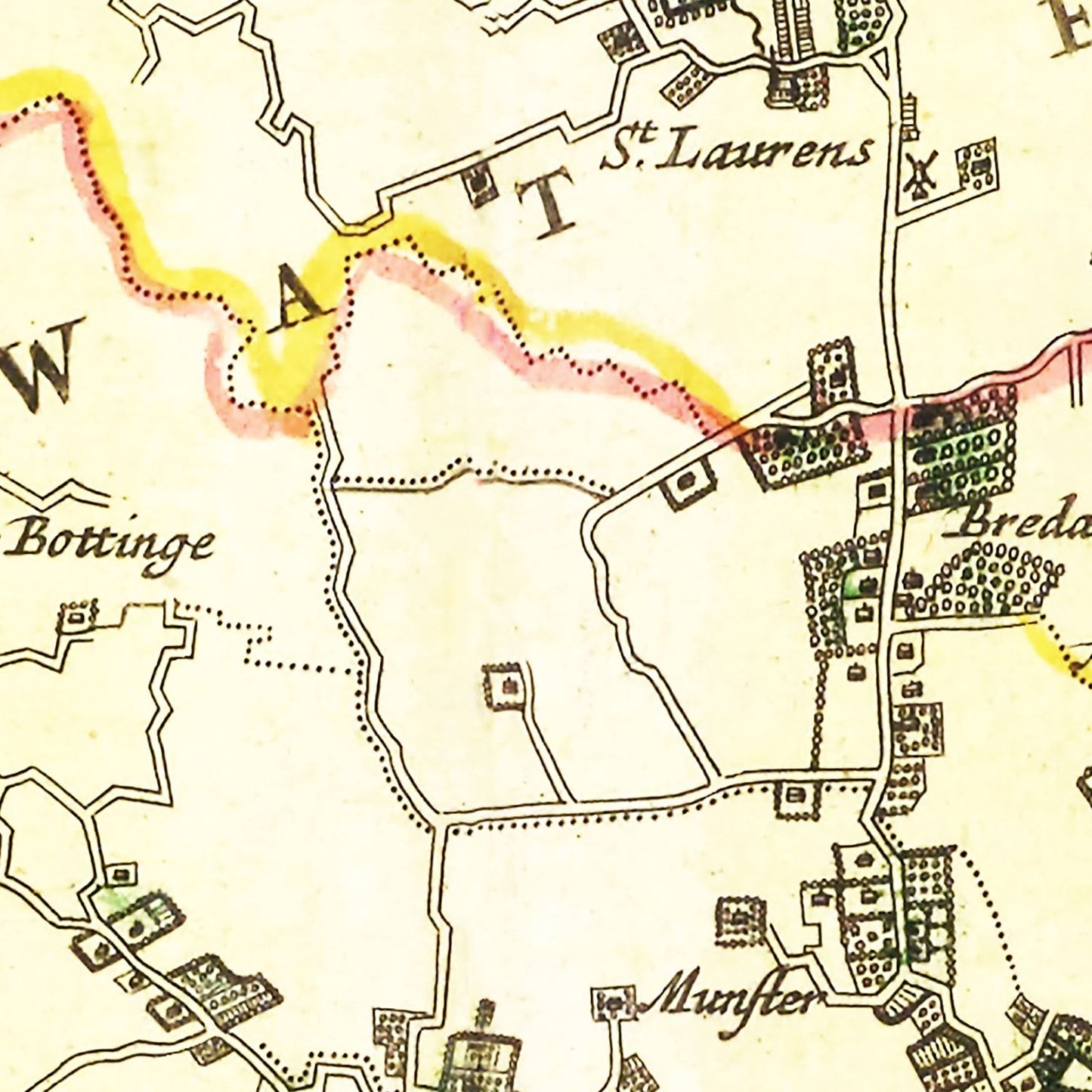 Vintage Map of Walcheren, Holland, 1665
