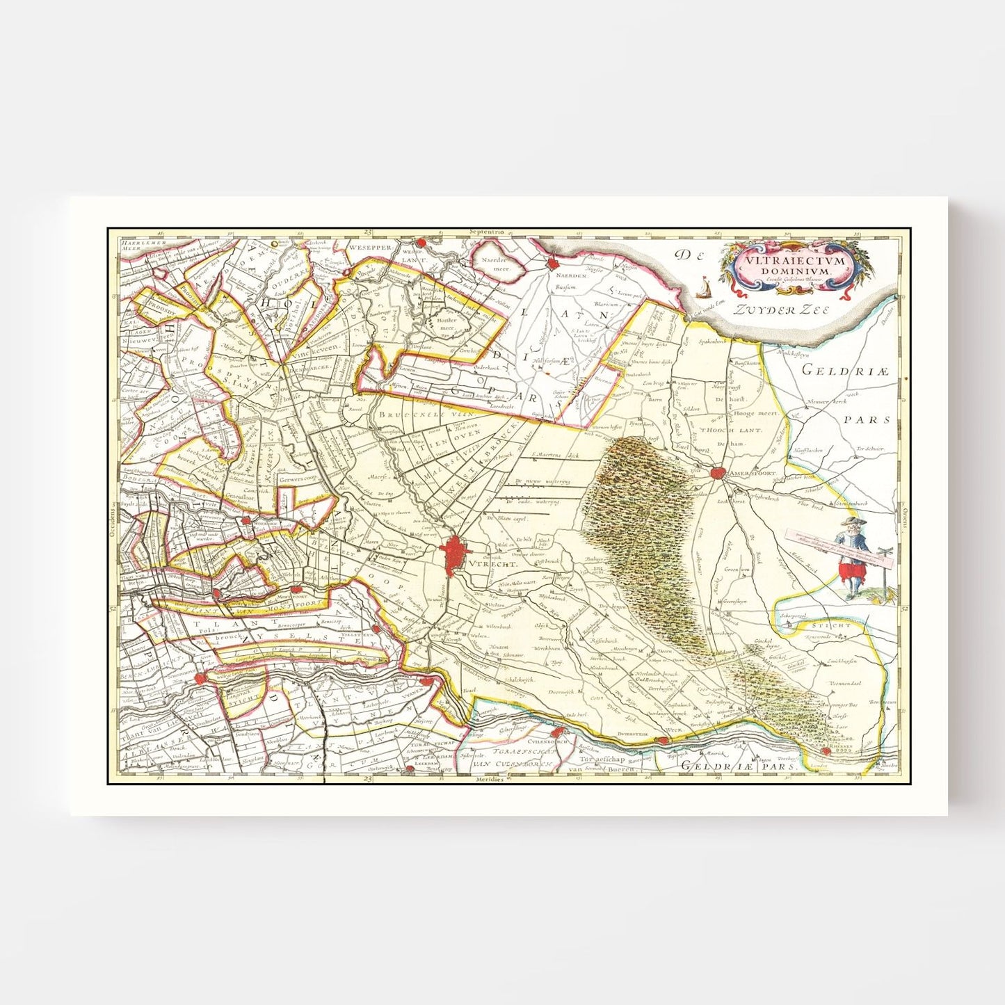 Vintage Map of Utrecht, Holland, 1665