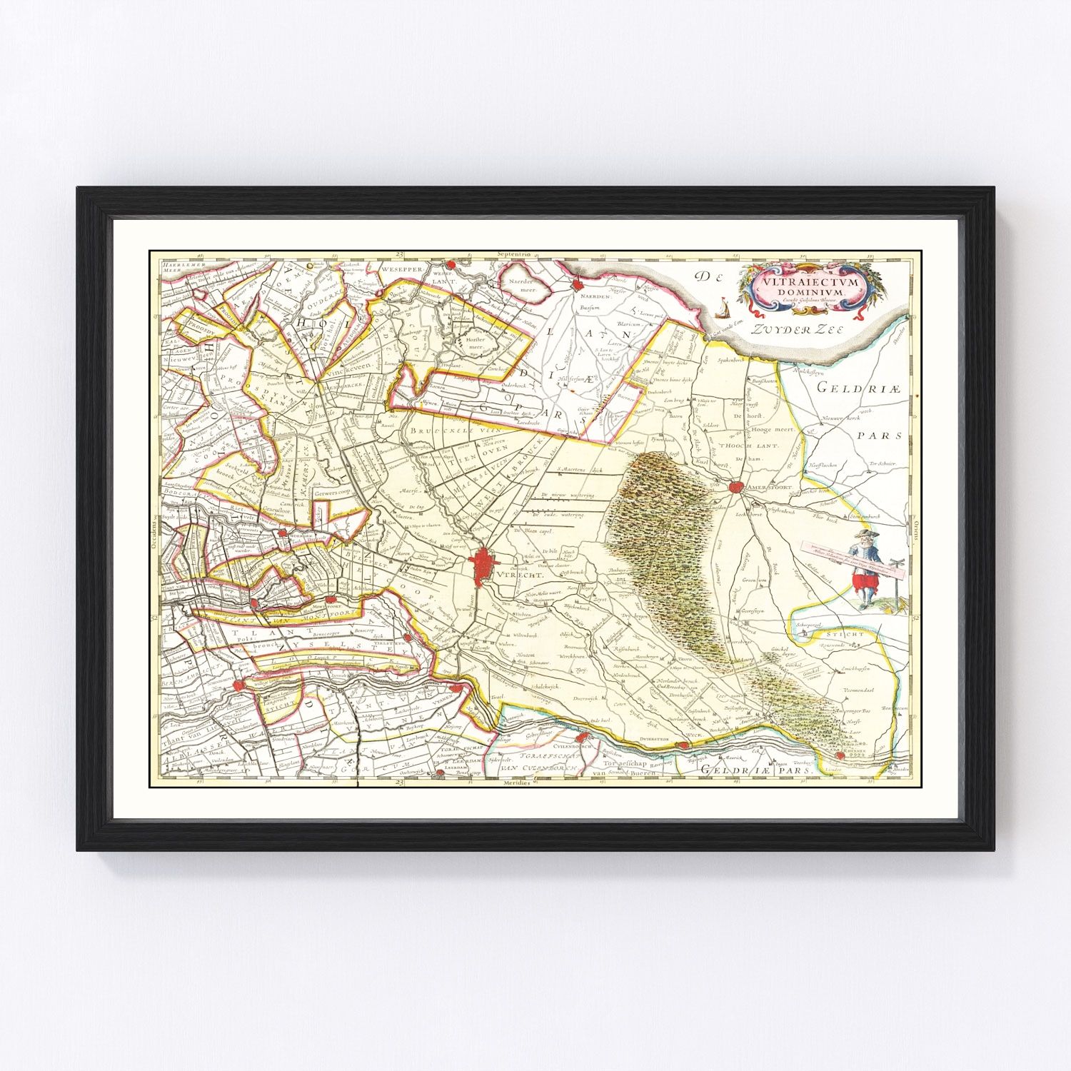 Vintage map of Utrecht, Holland, 1665