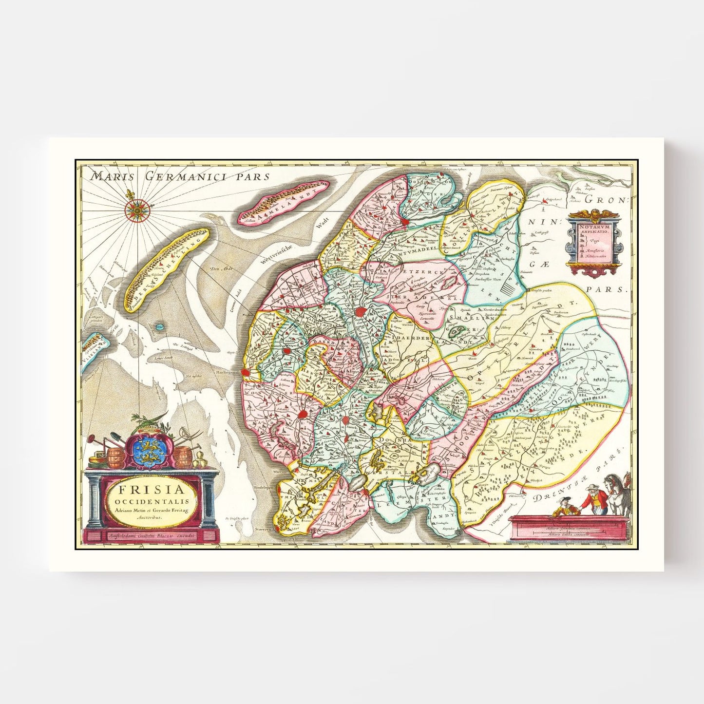 Vintage Map of West Friesland, Holland, 1665