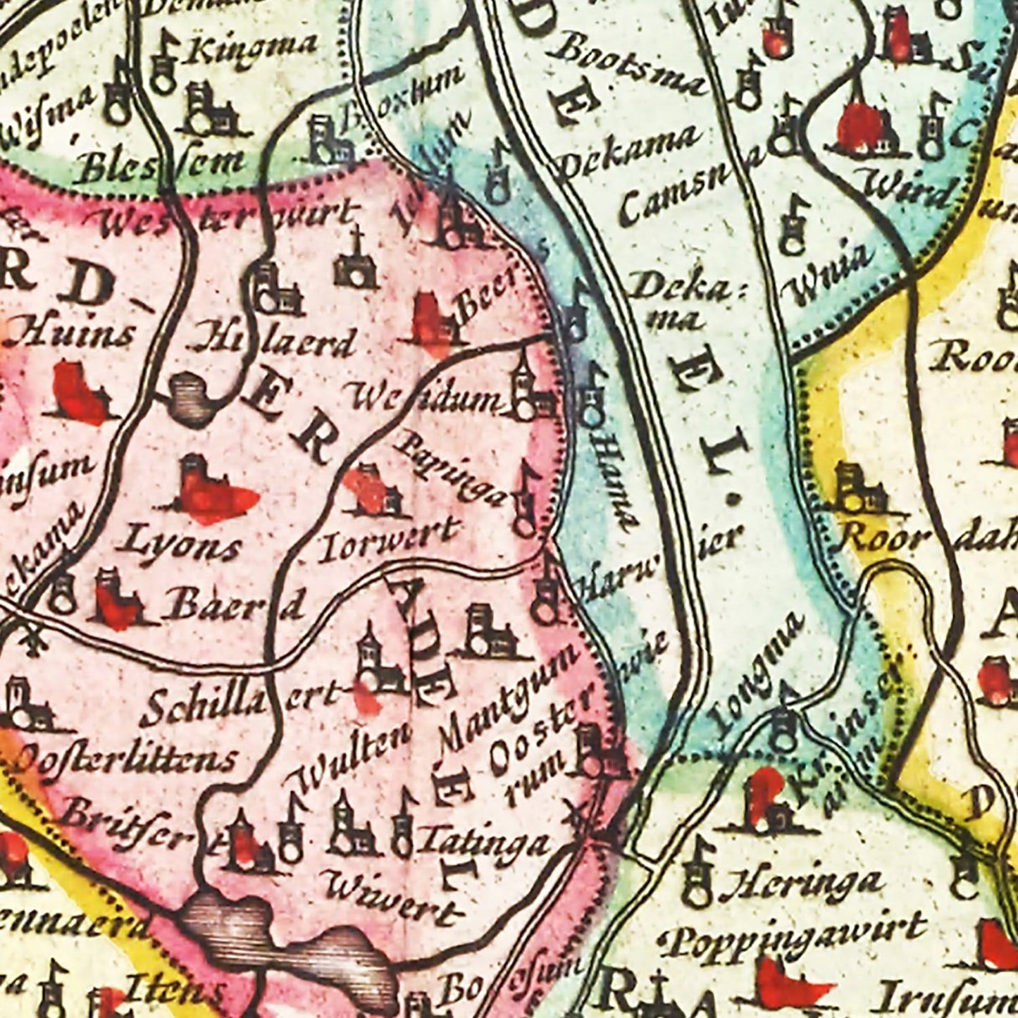 Vintage Map of West Friesland, Holland, 1665