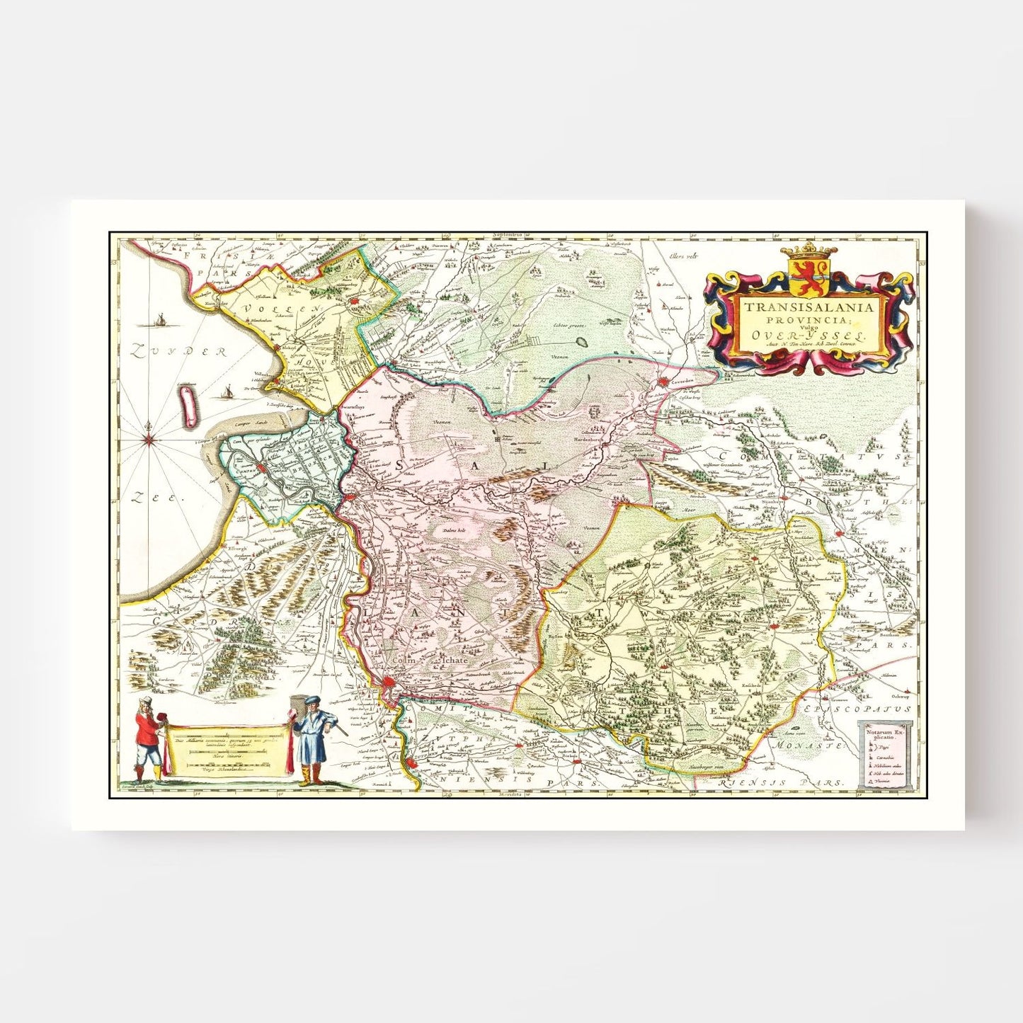 Vintage Map of Overijssel, Netherlands, 1665