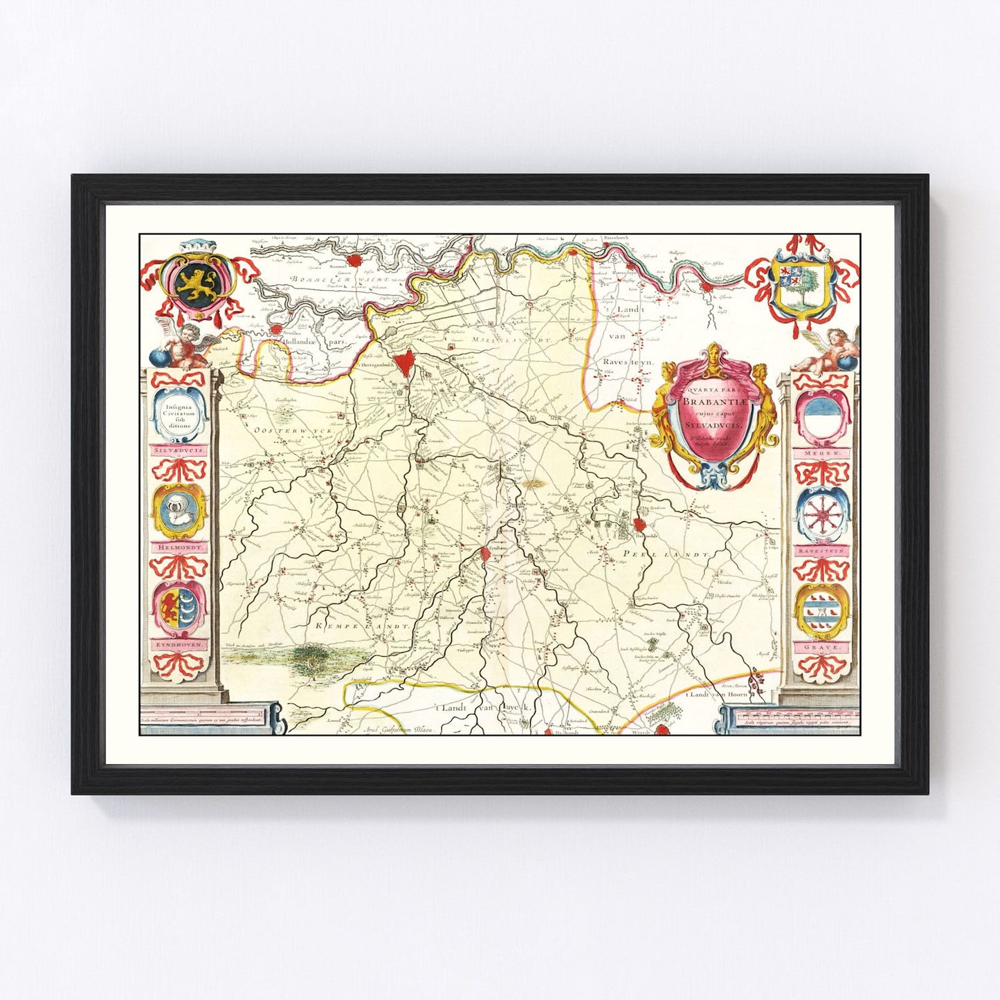 vintage map of Brabant Holland, 1665, restored print wall art