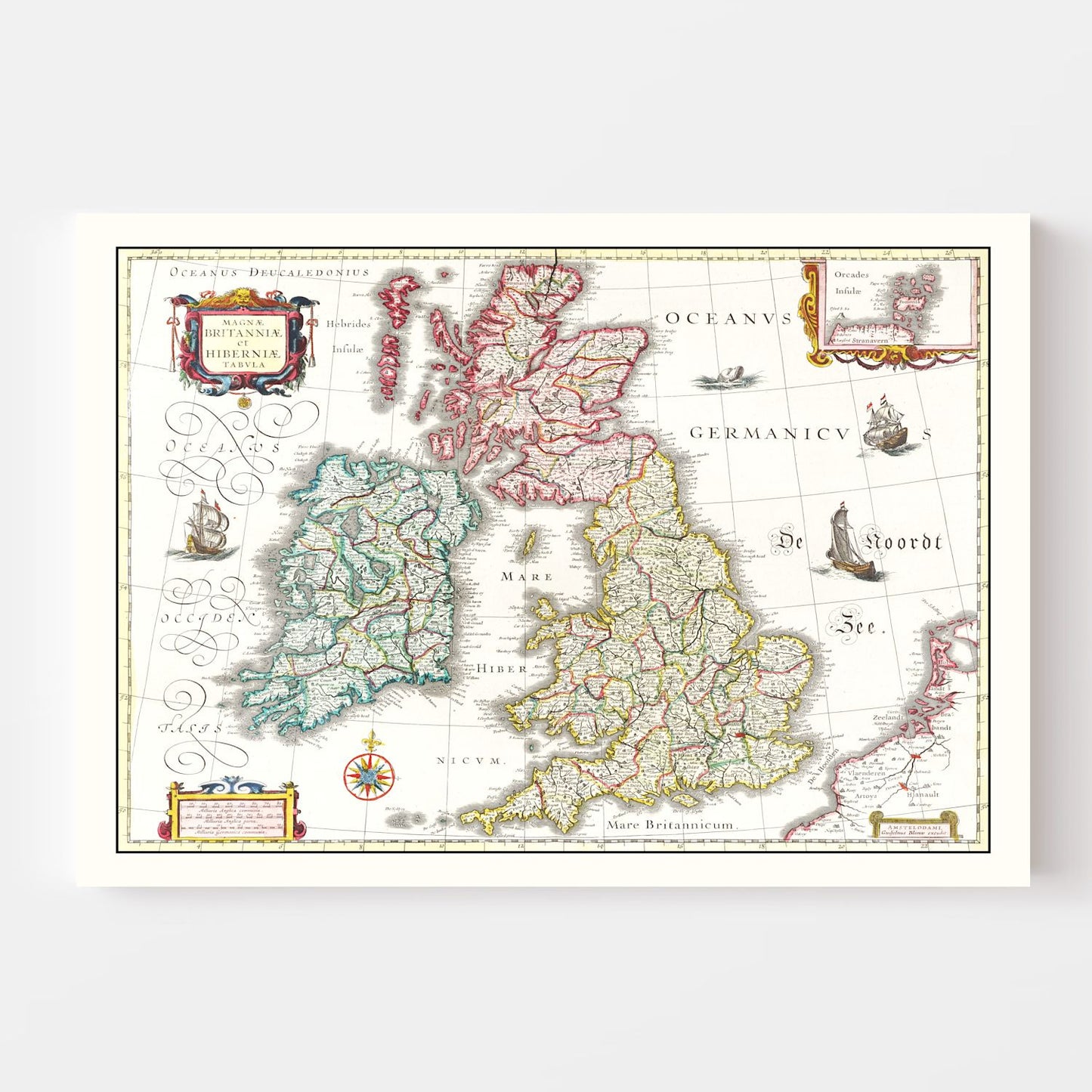 Vintage Map of the British Isles, 1665