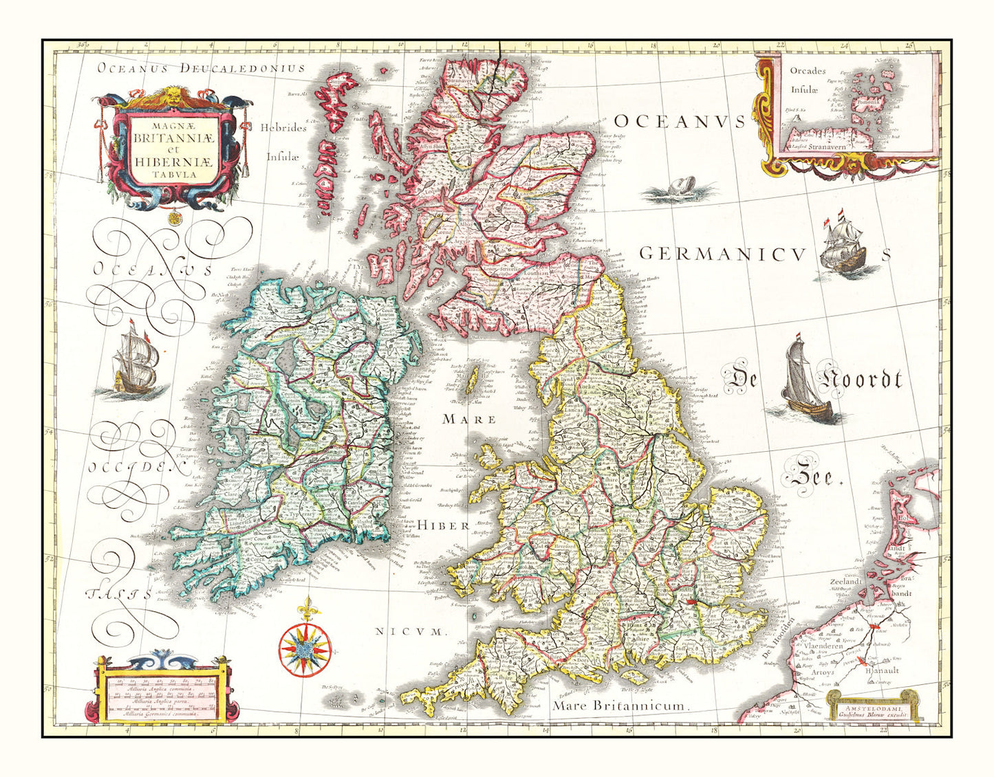Vintage Map of the British Isles, 1665