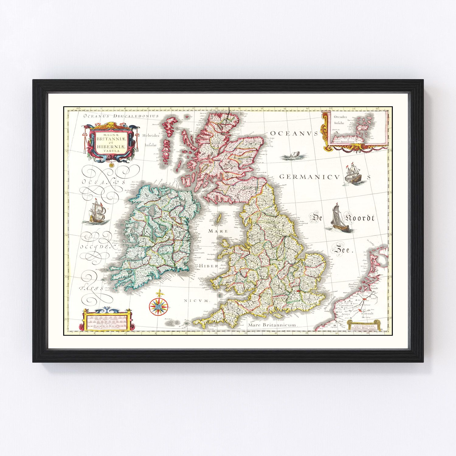 vintage map of the British Isles, 1665