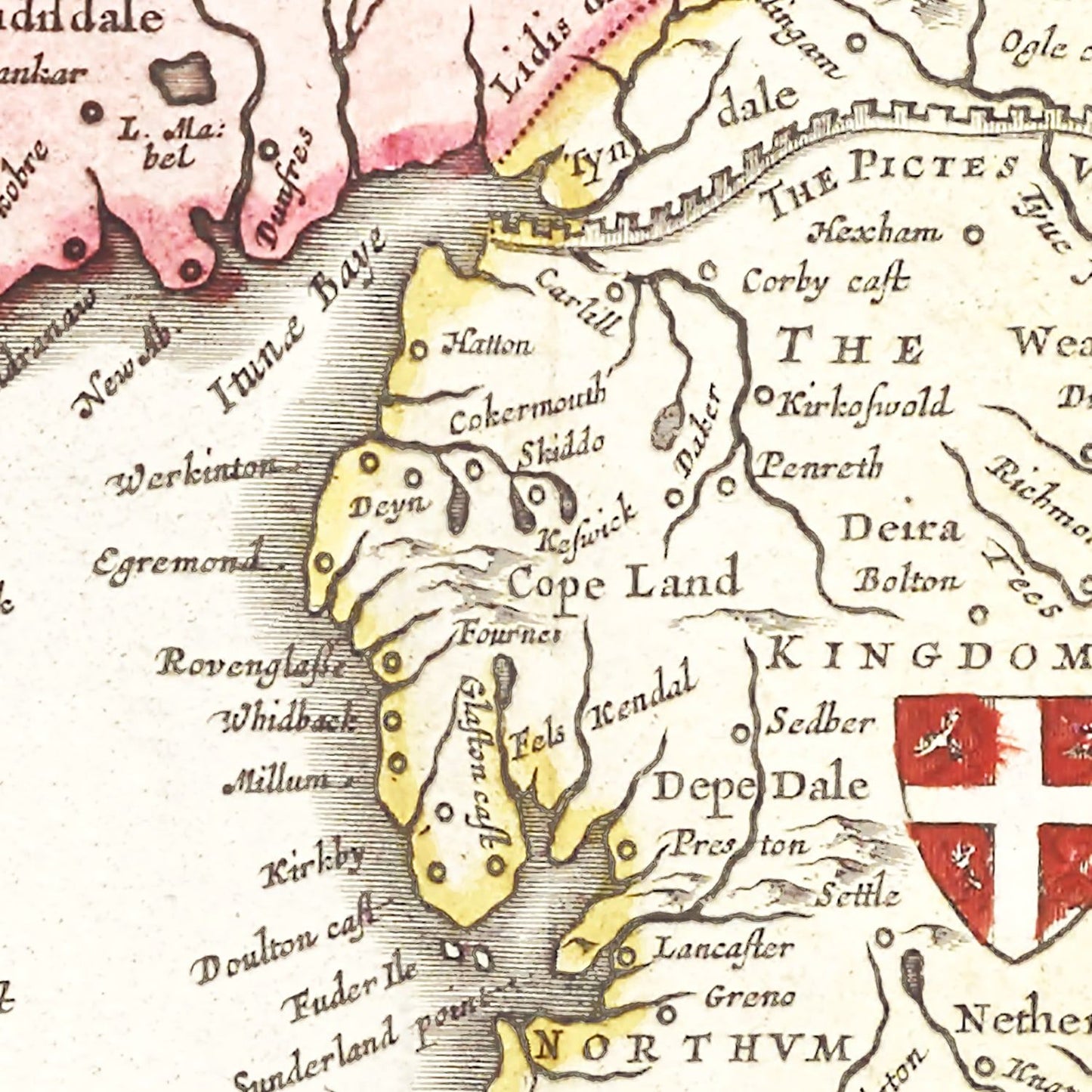 Vintage Map of the Saxon Kingdoms of Britain, 1665
