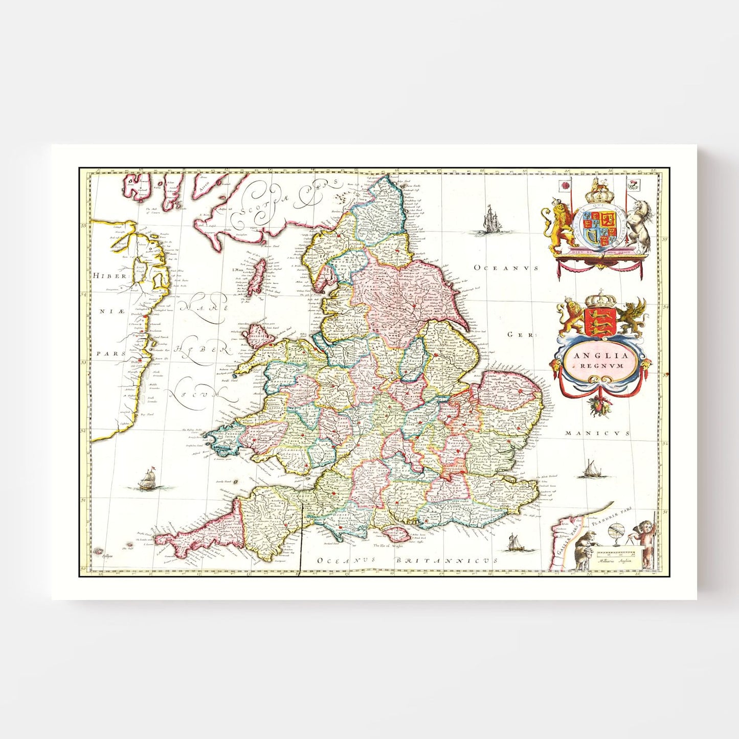 Vintage Map of the United Kingdom, 1665