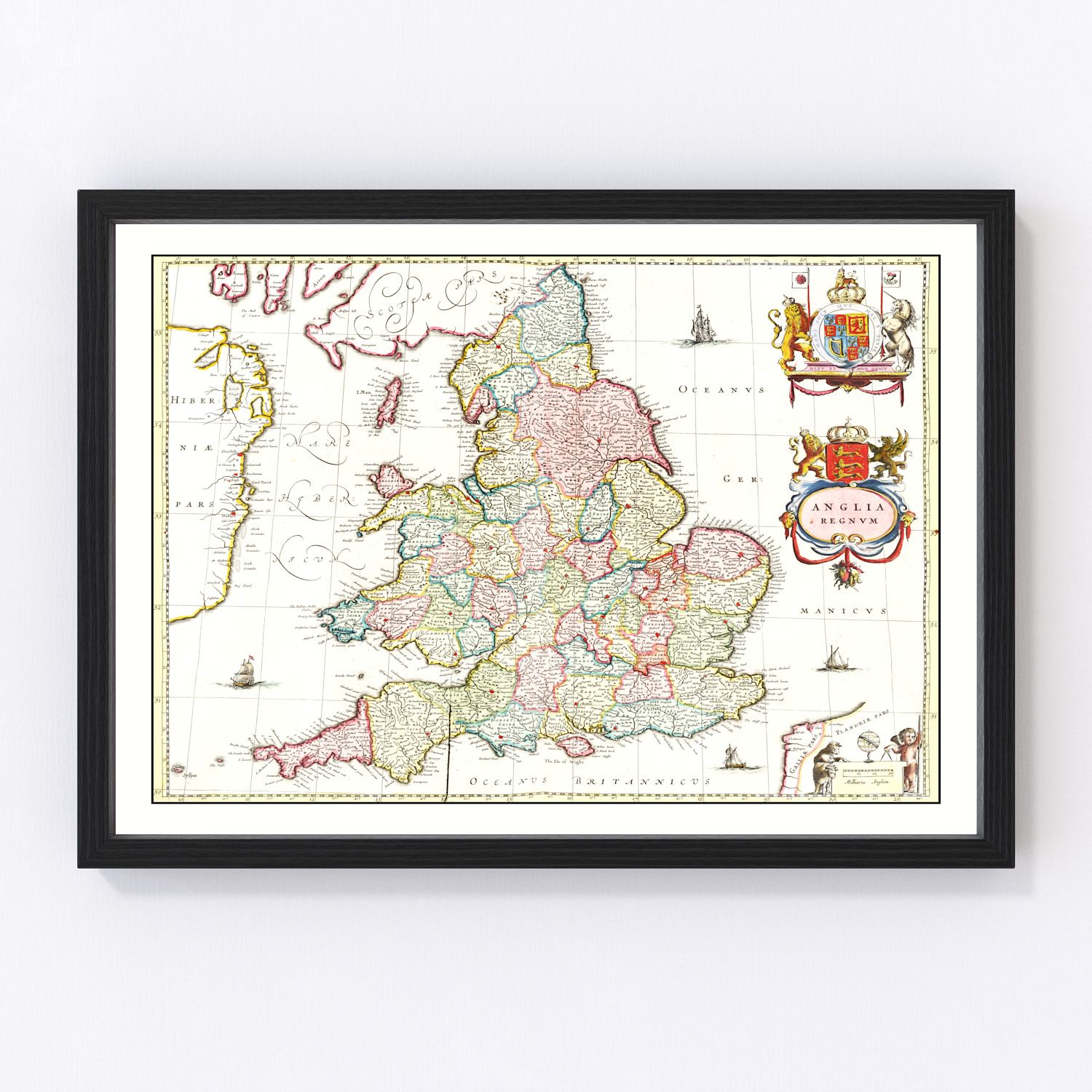 vintage map of the United Kingdom, 1665