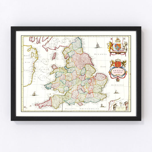 vintage map of the United Kingdom, 1665