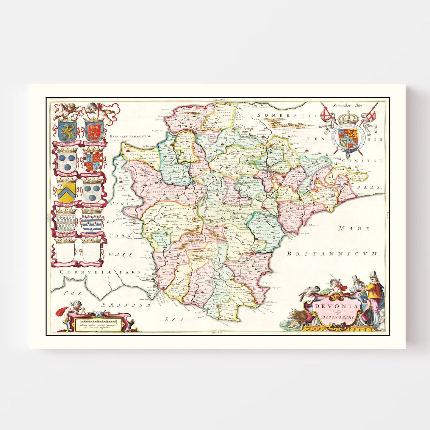 Vintage Map of Devon, England 1665
