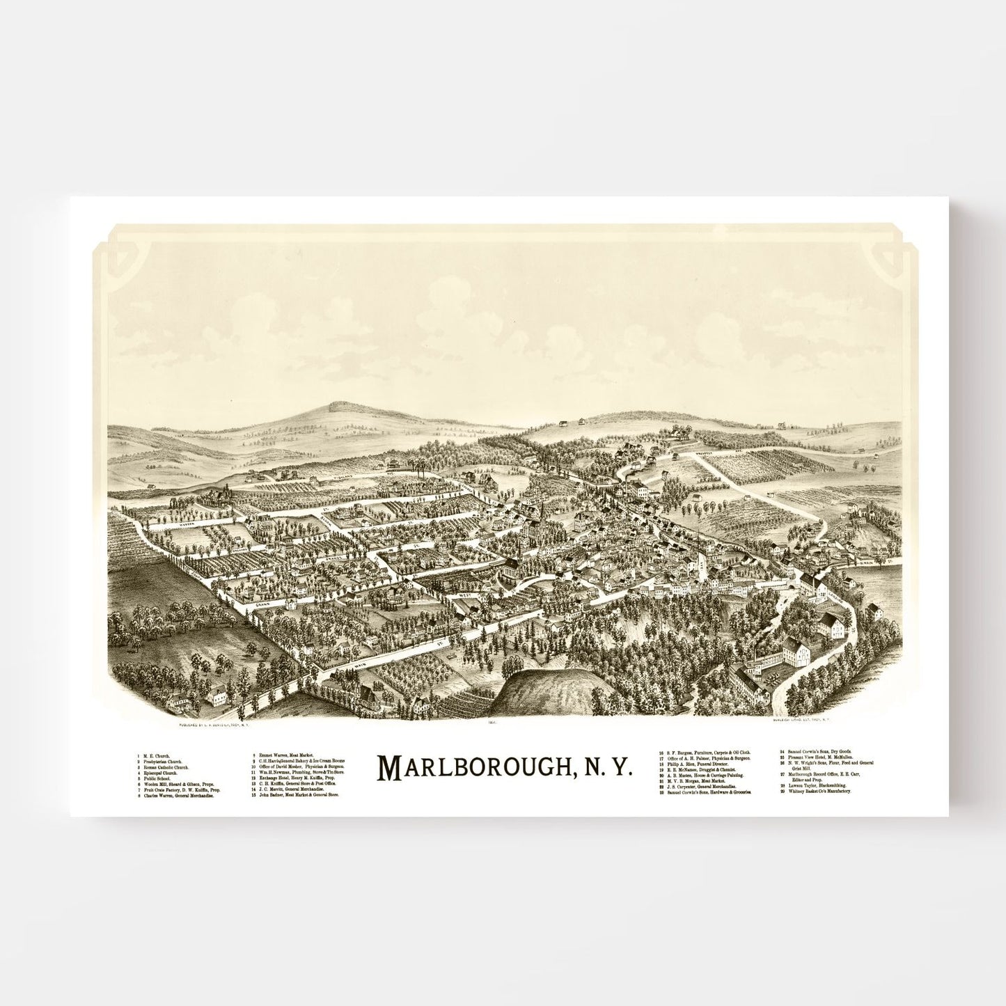 Vintage Map of Marlborough, New York, 1891