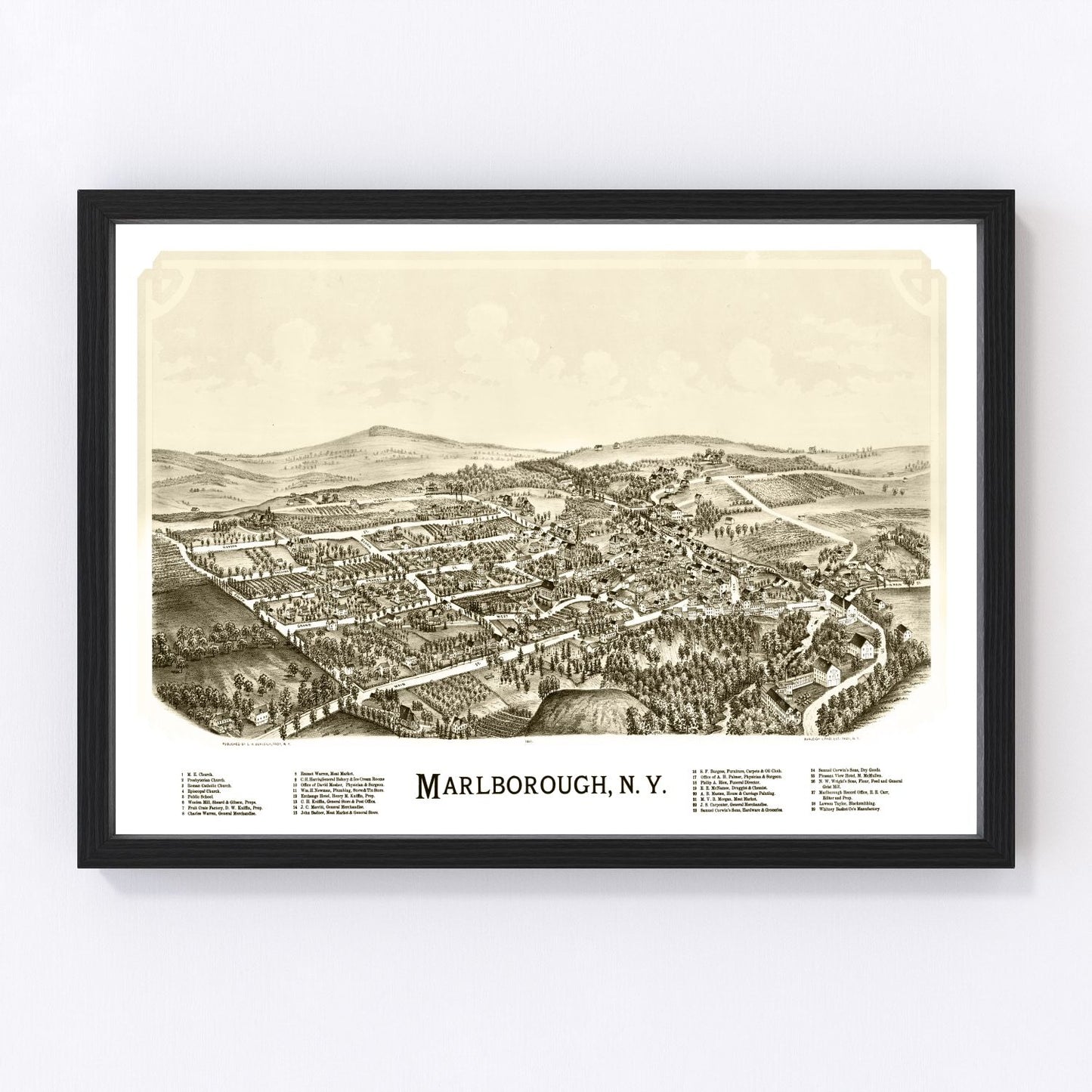 Vintage map of Marlborough, New York, 1891
