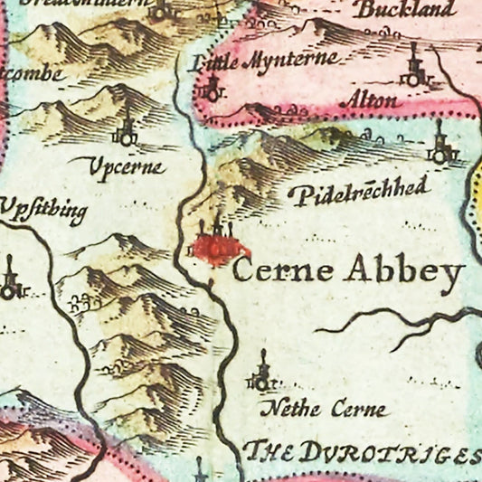 Vintage Map of Dorsetshire, England, 1665