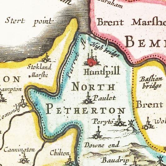 Vintage Map of Somerset, England, 1665