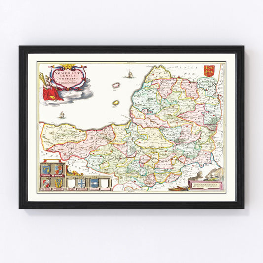 Vintage map of Somerset, England, 1665