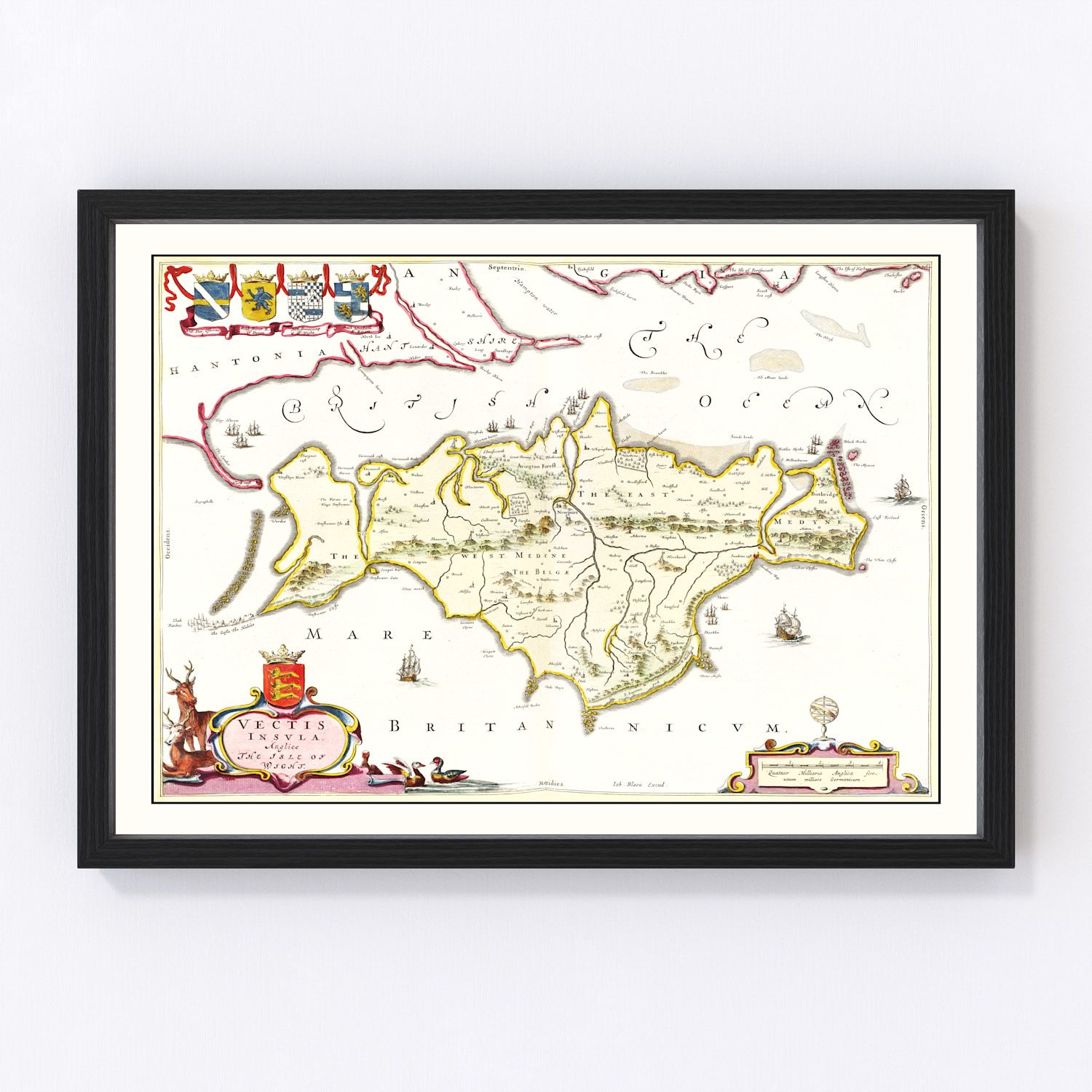 vintage map of the Isle of Wight, England, 1665