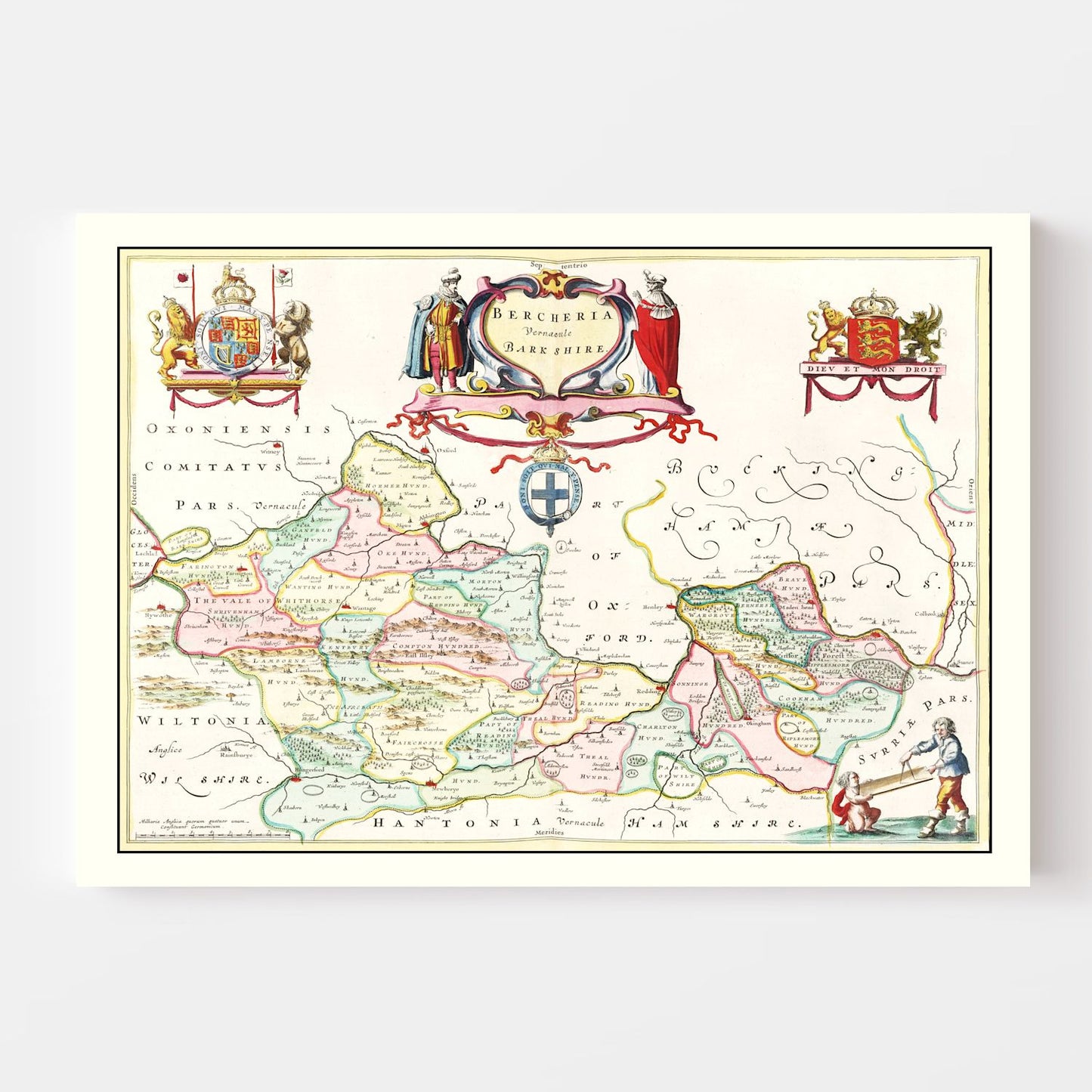 Vintage Map of Berkshire, England, 1665