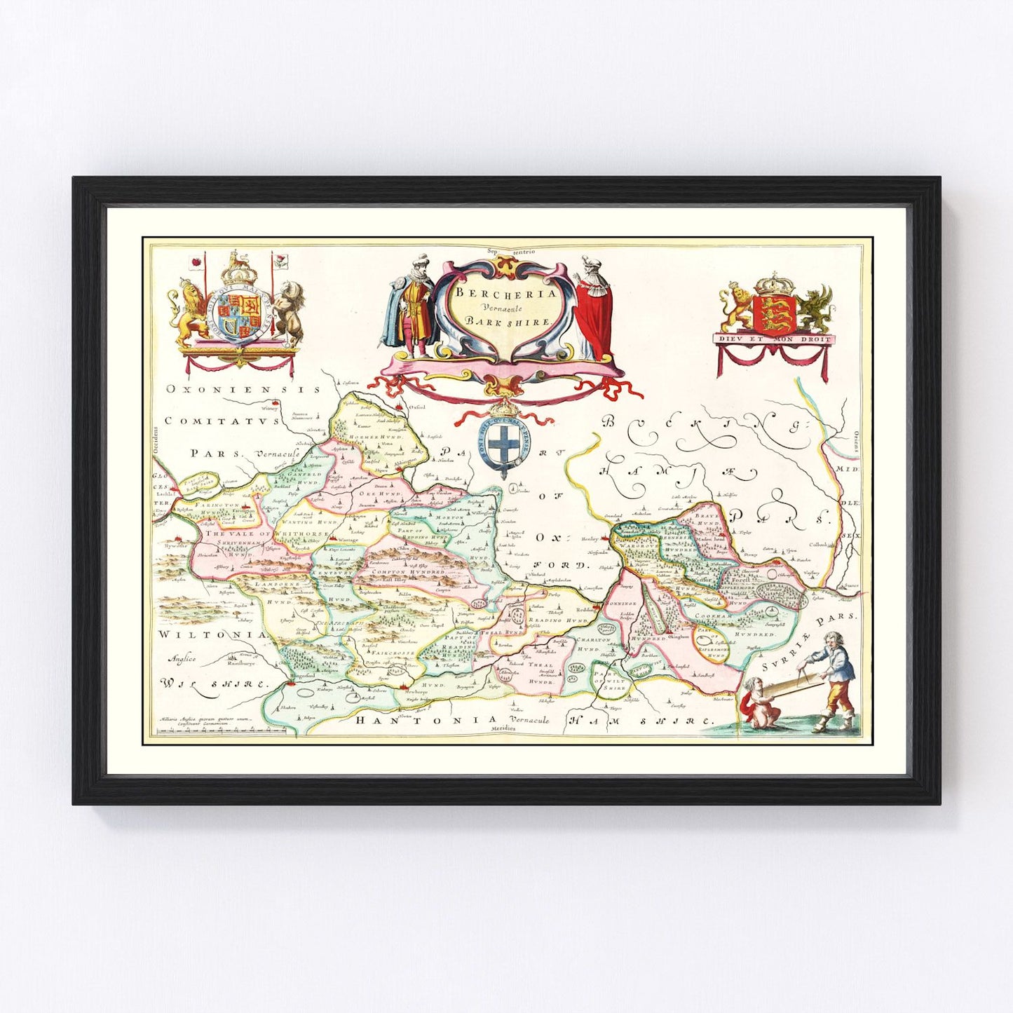 Vintage map of Berkshire, England, 1665