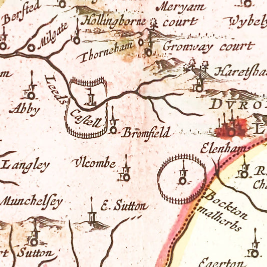 Vintage Map of Kent, England, 1665