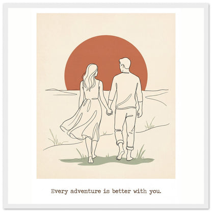 Romantic Wall Art - Couples Poster for Your Bedroom - 20x25 cm / 8x10″ - White frame / Ready-to-hang - Sparkycare