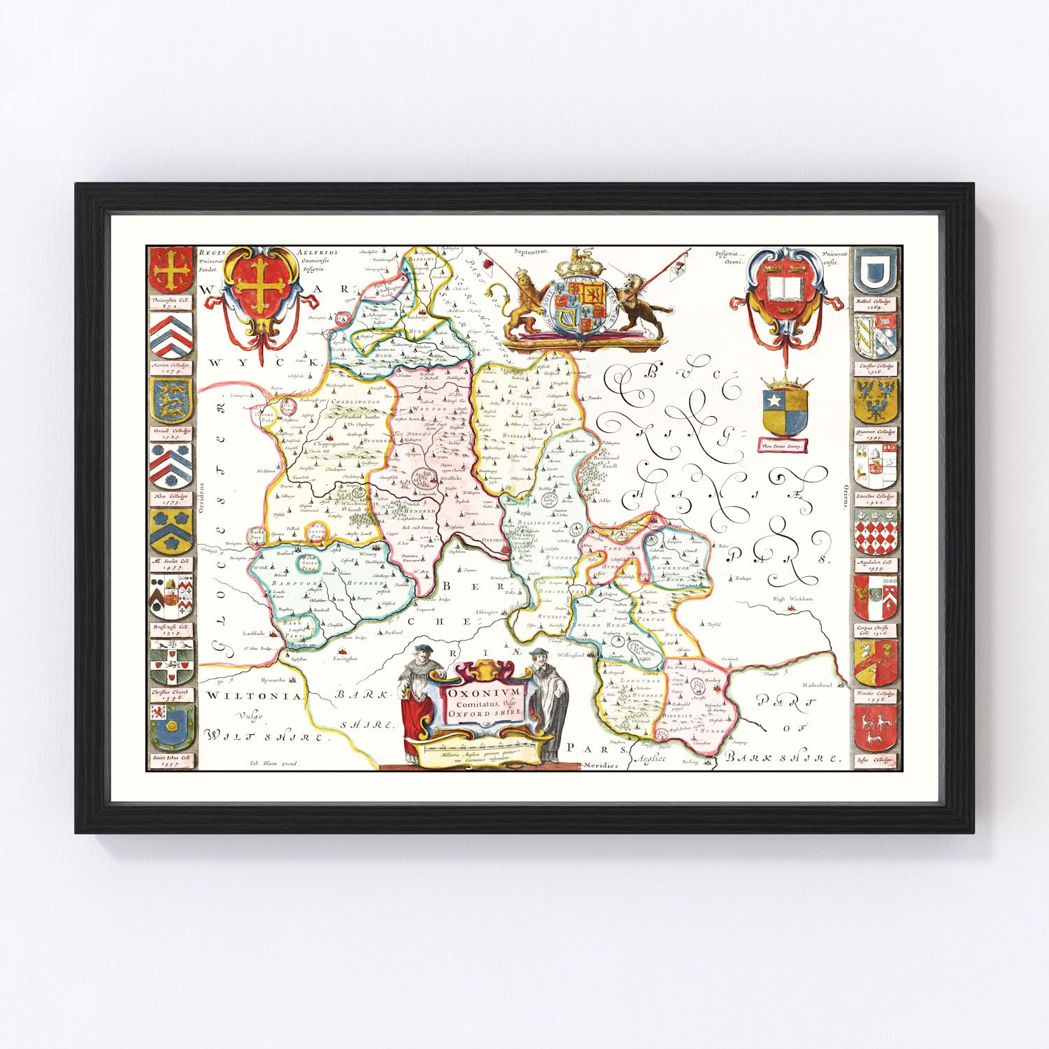 Vintage map of Oxfordshire, England, 1665