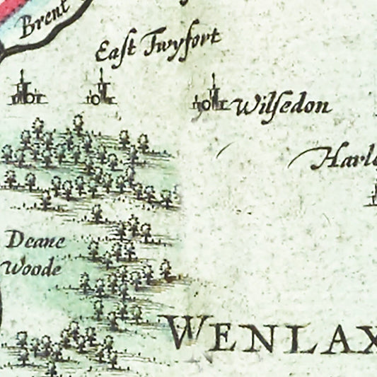 Vintage Map of Middlesex, England, 1665