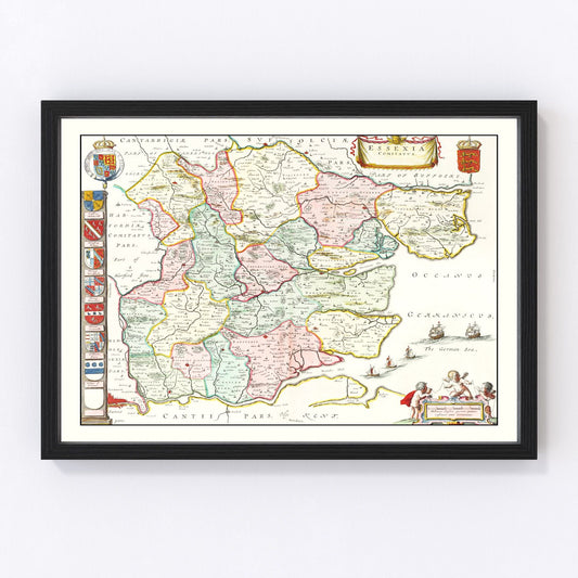 vintage map of Essex, England, 1665