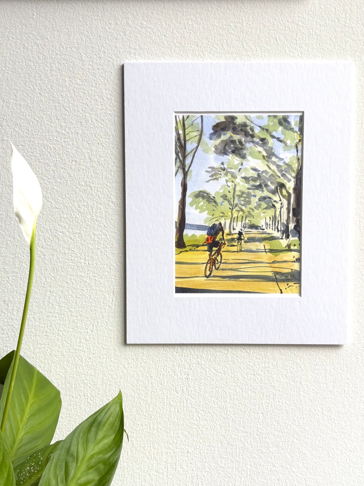 Biking the Hudson River Watercolor Art Print
