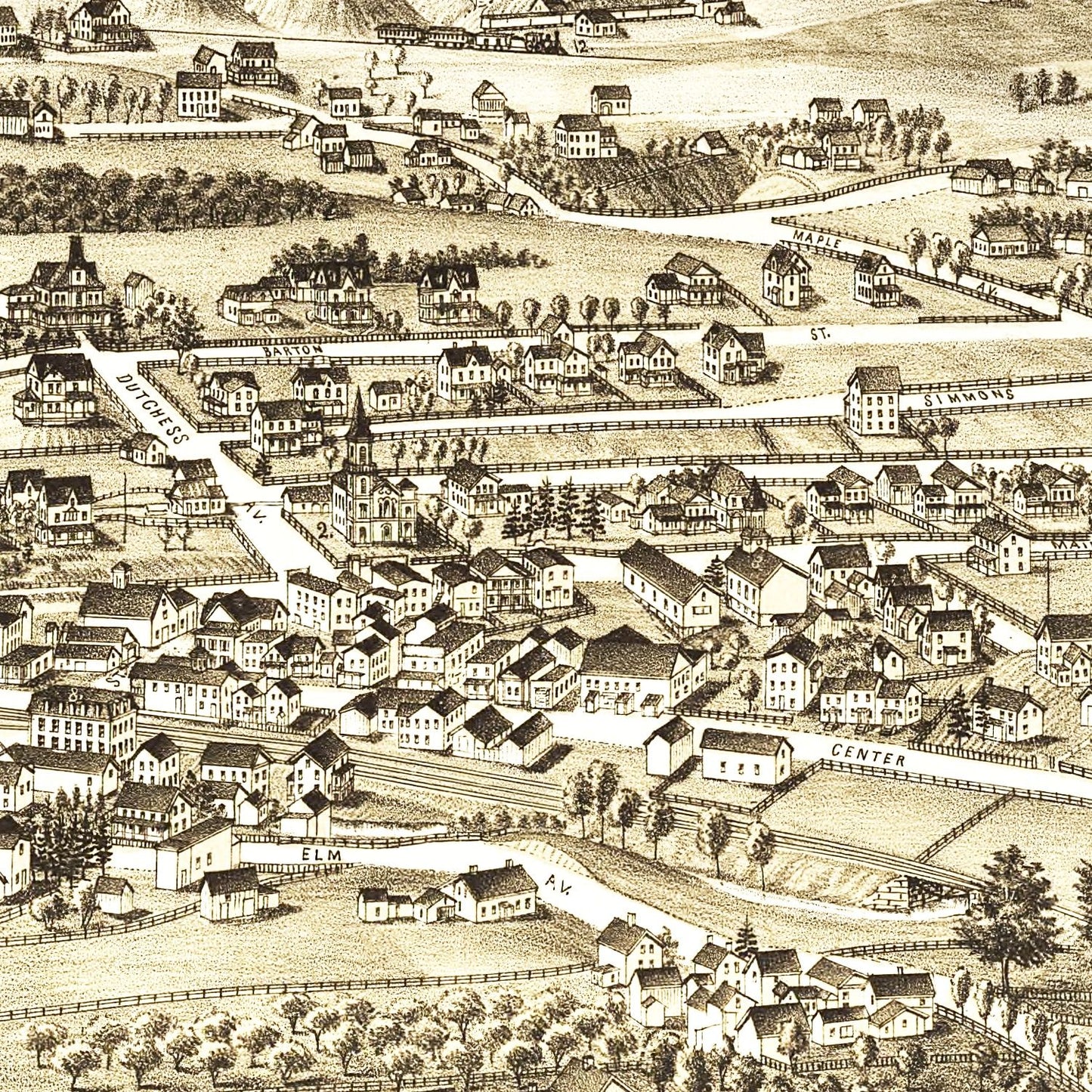 Vintage Map of Millerton, New York, 1887
