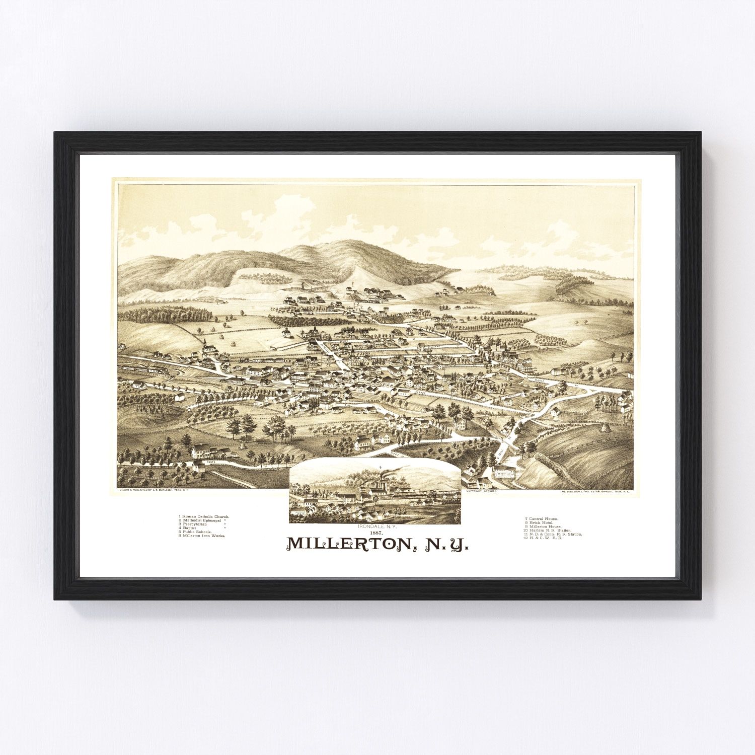 vintage map of Millerton, New York, 1887