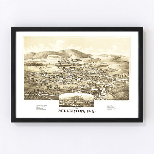 vintage map of Millerton, New York, 1887