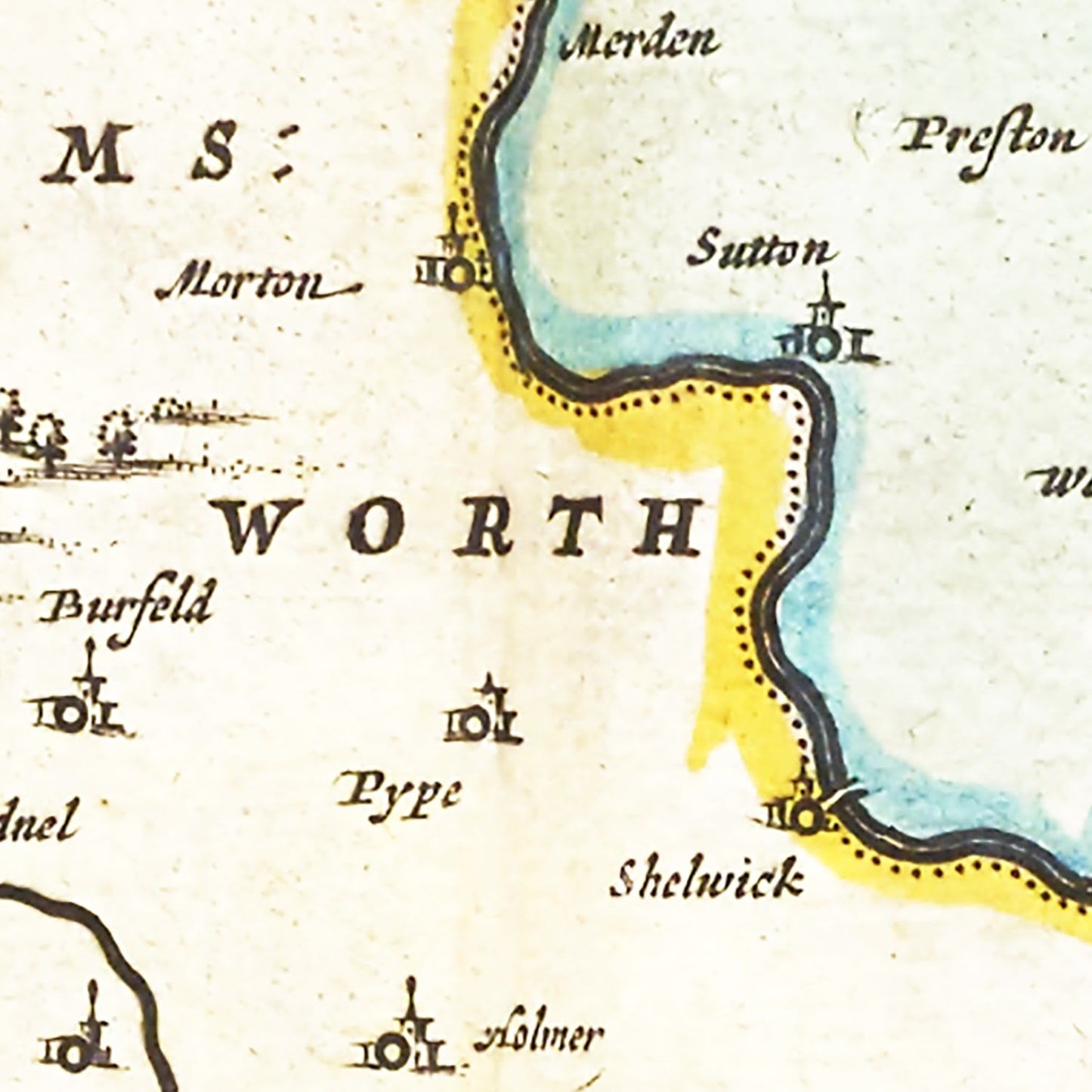 Vintage Map of Herefordshire, England, 1665