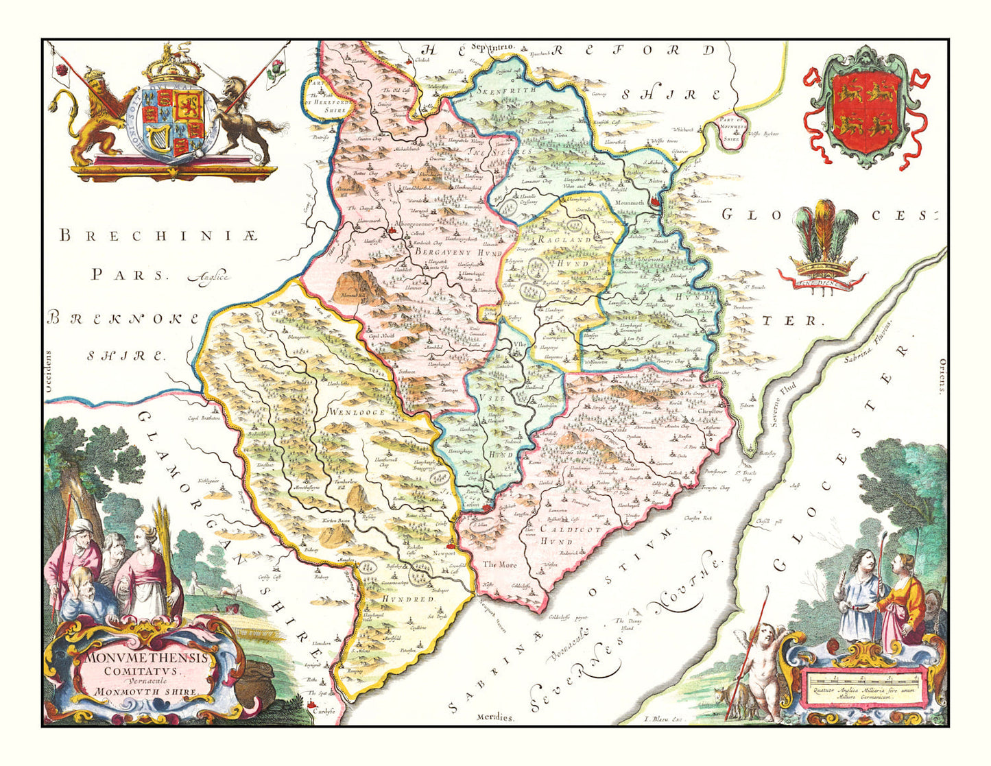 Vintage Map of Pembrokeshire, Wales, 1665 II