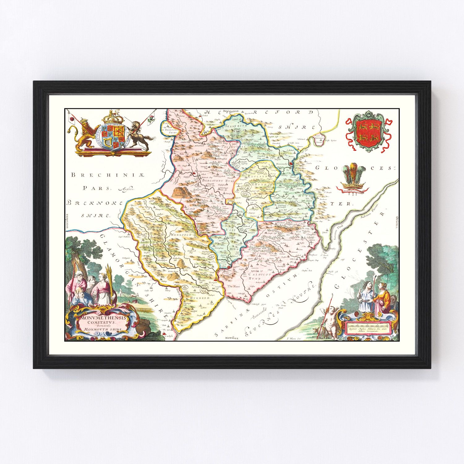Vintage map of Pembrokeshire, Wales, 1665