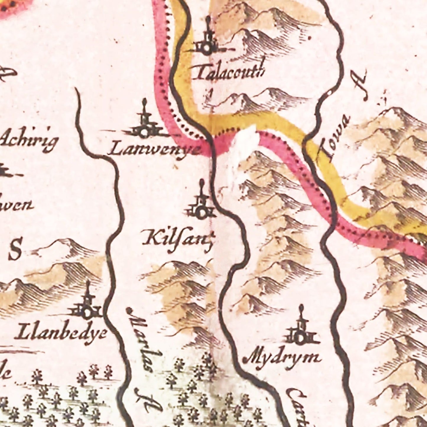 Vintage Map of Pembrokeshire, Wales, 1665