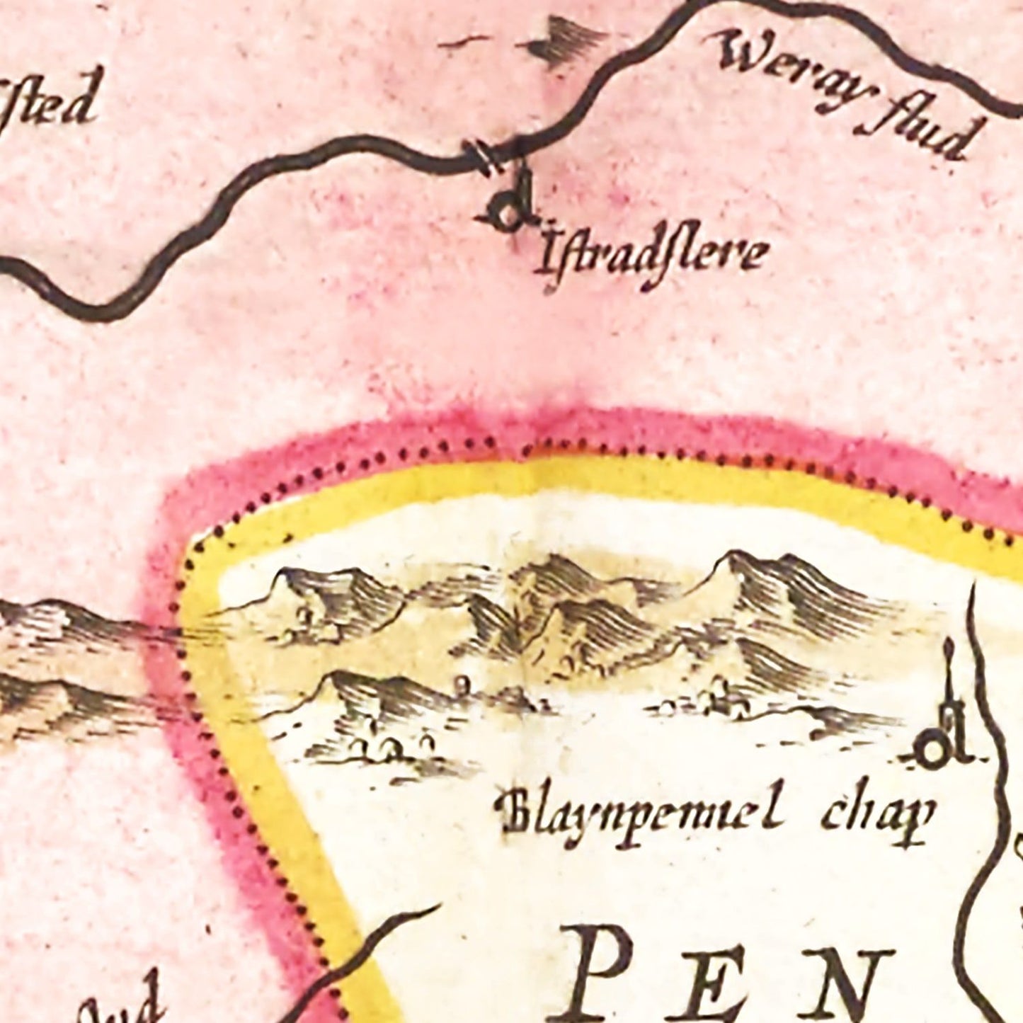 Vintage Map of Montgomeryshire, Wales, 1665