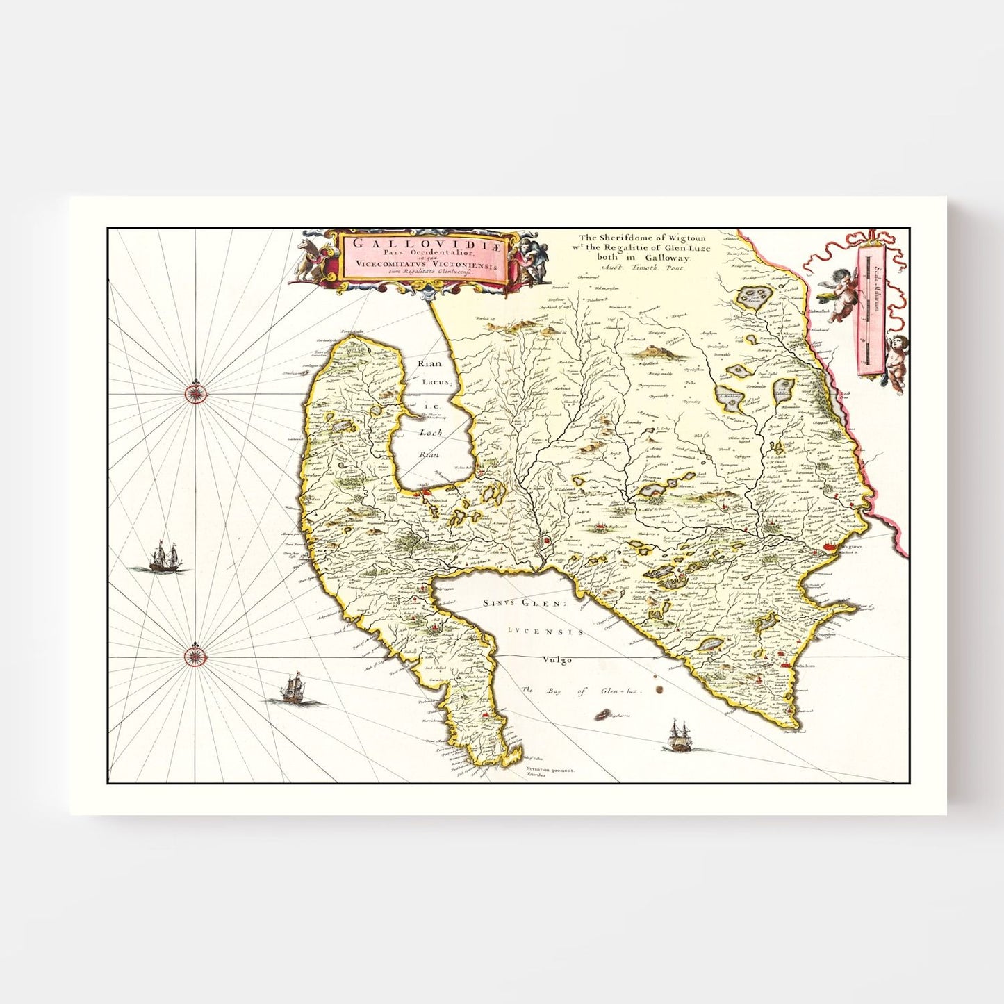 Vintage Map of West Galloway, Scotland, 1665