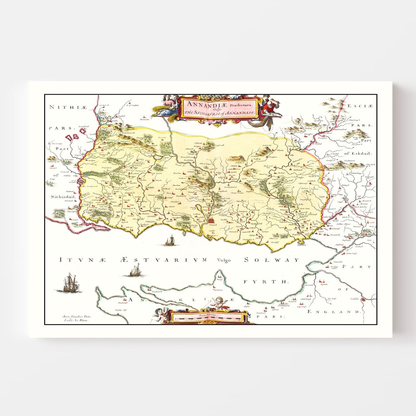 Vintage Map of Annandale, Scotland, 1665