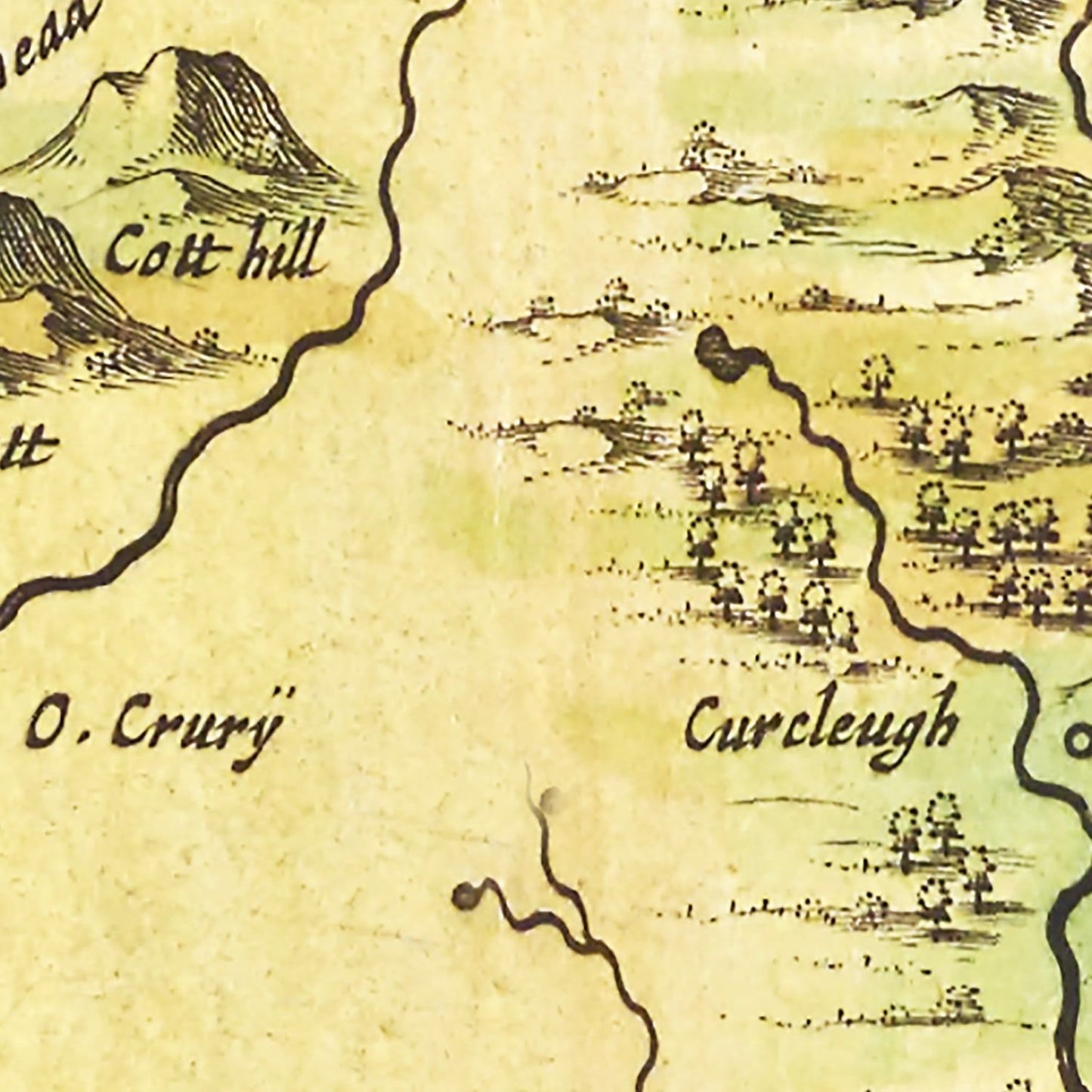 Vintage Map of Eskdale, Scotland, 1665