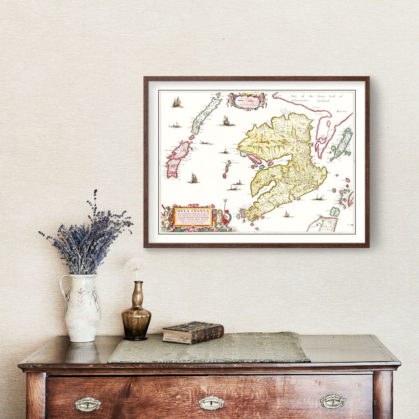 Vintage Map of the Isle of Mull, Scotland, 1665