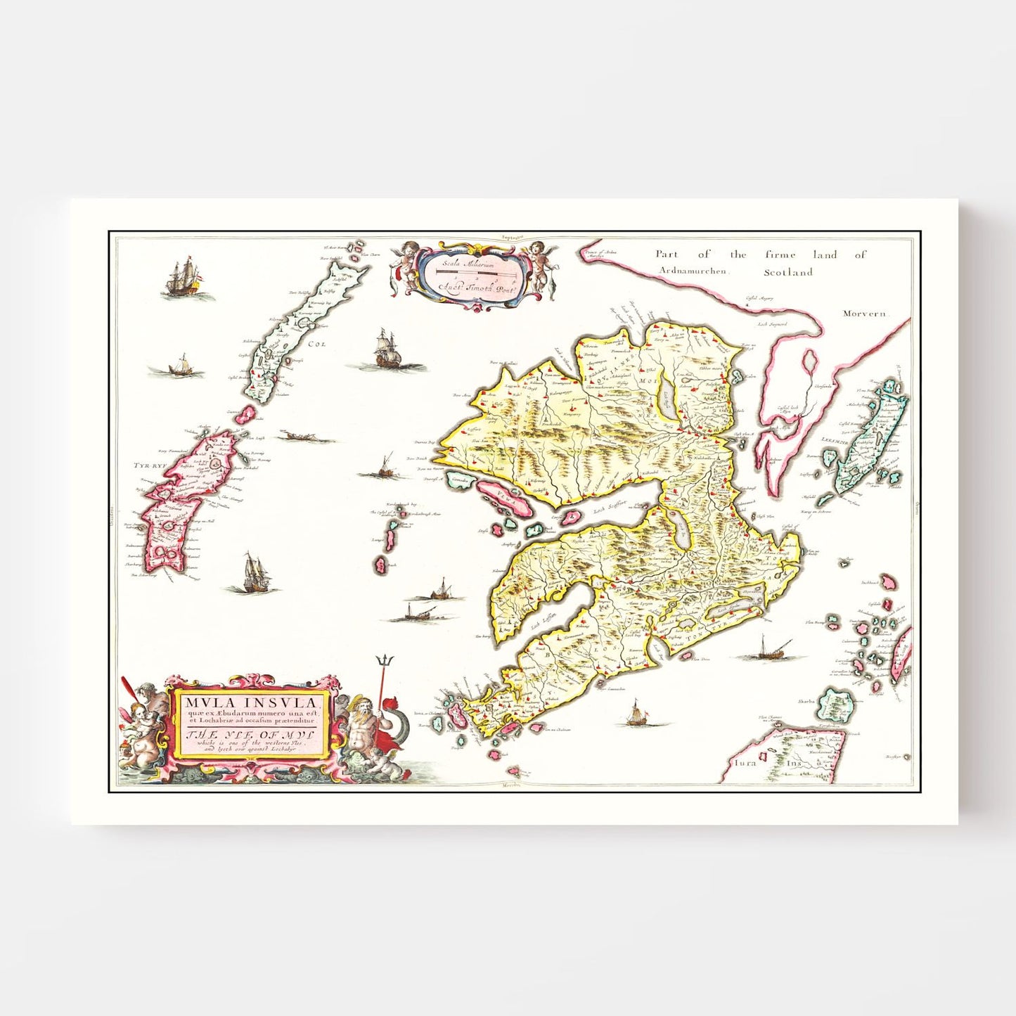 Vintage Map of the Isle of Mull, Scotland, 1665